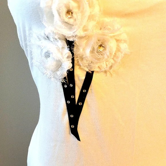 Ladies White Stretch Cotton TankTop - Picture 4 of 6